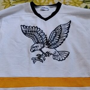 White and Yellow Men's Jersey with Eagle Design